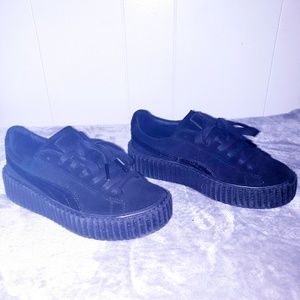Fenty Puma Suede Black Satin Creepers Size 5.5
